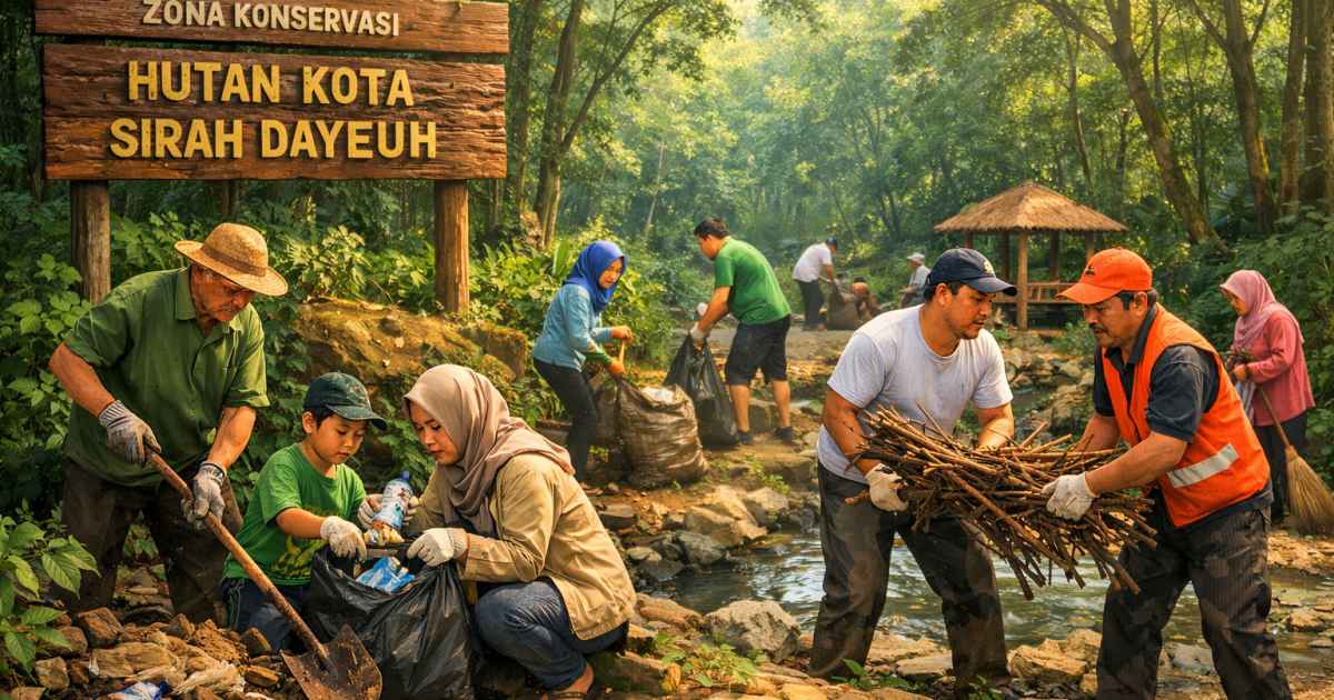 Kepala Desa Cicadas Ajak Warga Gotong Royong Jaga Zona Konservasi Hutan Kota Sirah Dayeuh