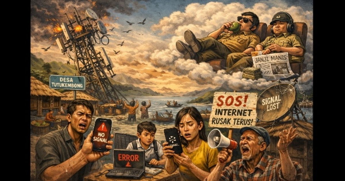 Foto ilustrasi jaringan lumpuh total di Desa Tutukembong, Kecamatan Nirunmas, Kabupaten Kepulauan Tanimbar.