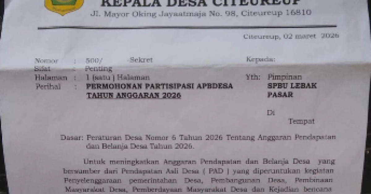 Polemik Surat ke Perusahaan, Inspektorat Minta Pemdes Citeureup Tarik Permohonan Partisipasi APBDesa