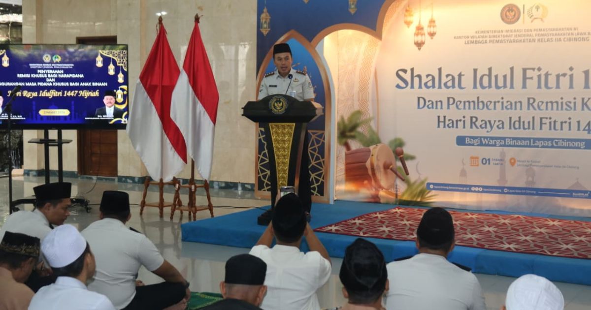 Ribuan Warga Binaan Lapas Cibinong Khidmat Laksanakan Sholat Idul Fitri, 1.250 Napi Terima Remisi