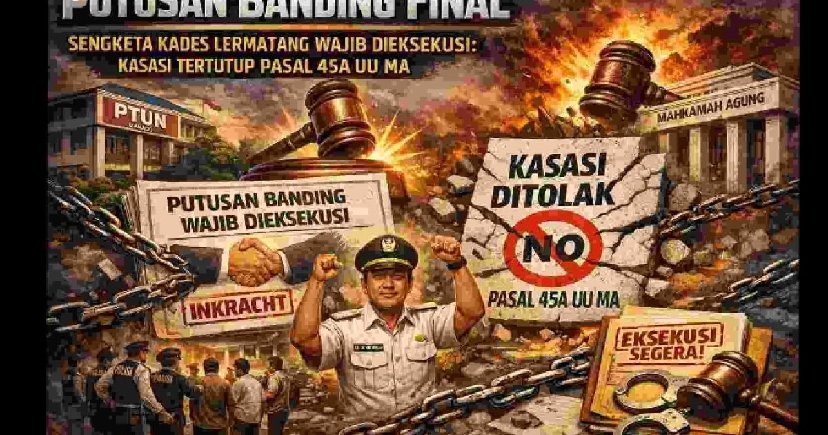 Putusan Banding Final, Sengketa Kades Lermatang Wajib Dieksekusi: Kasasi Tertutup Pasal 45A UU MA