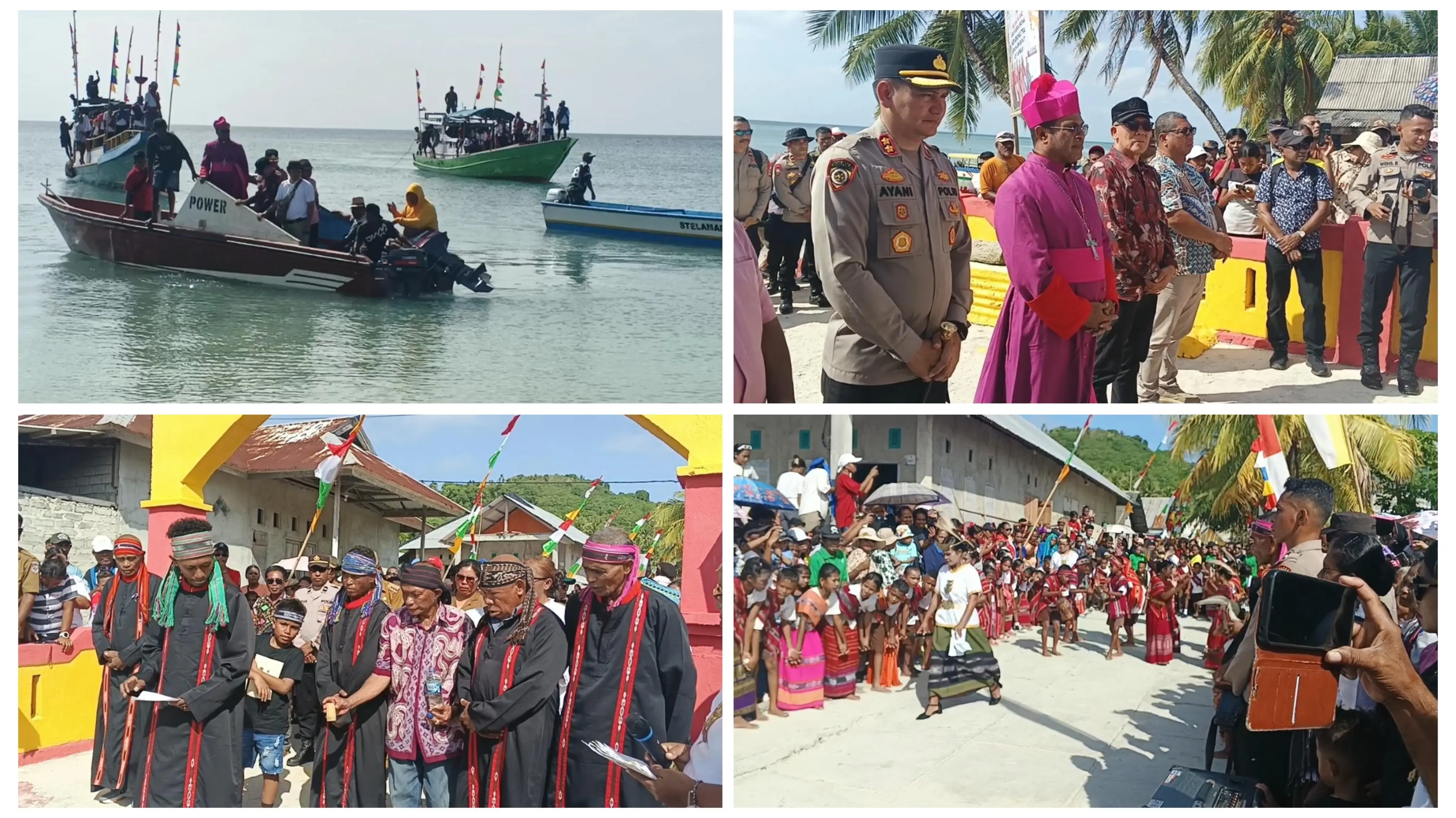Uskup Diosis Amboina Disambut Prosesi Adat dan Tarian Laut Snomar Roal di Sofyanin