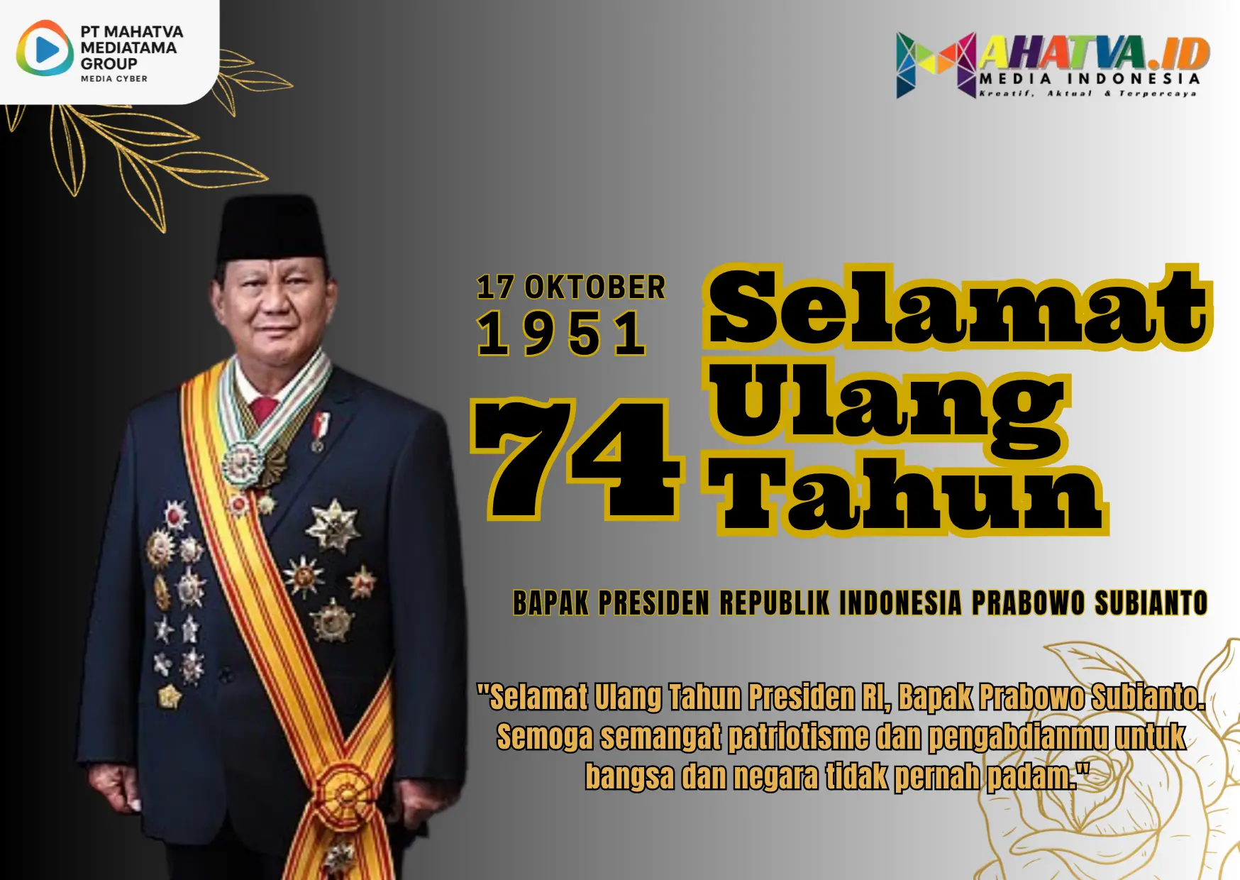 Presiden Prabowo Genap Berusia 74 Tahun: Dari Latar Keluarga Intelektual hingga Puncak Kepemimpinan Nasional