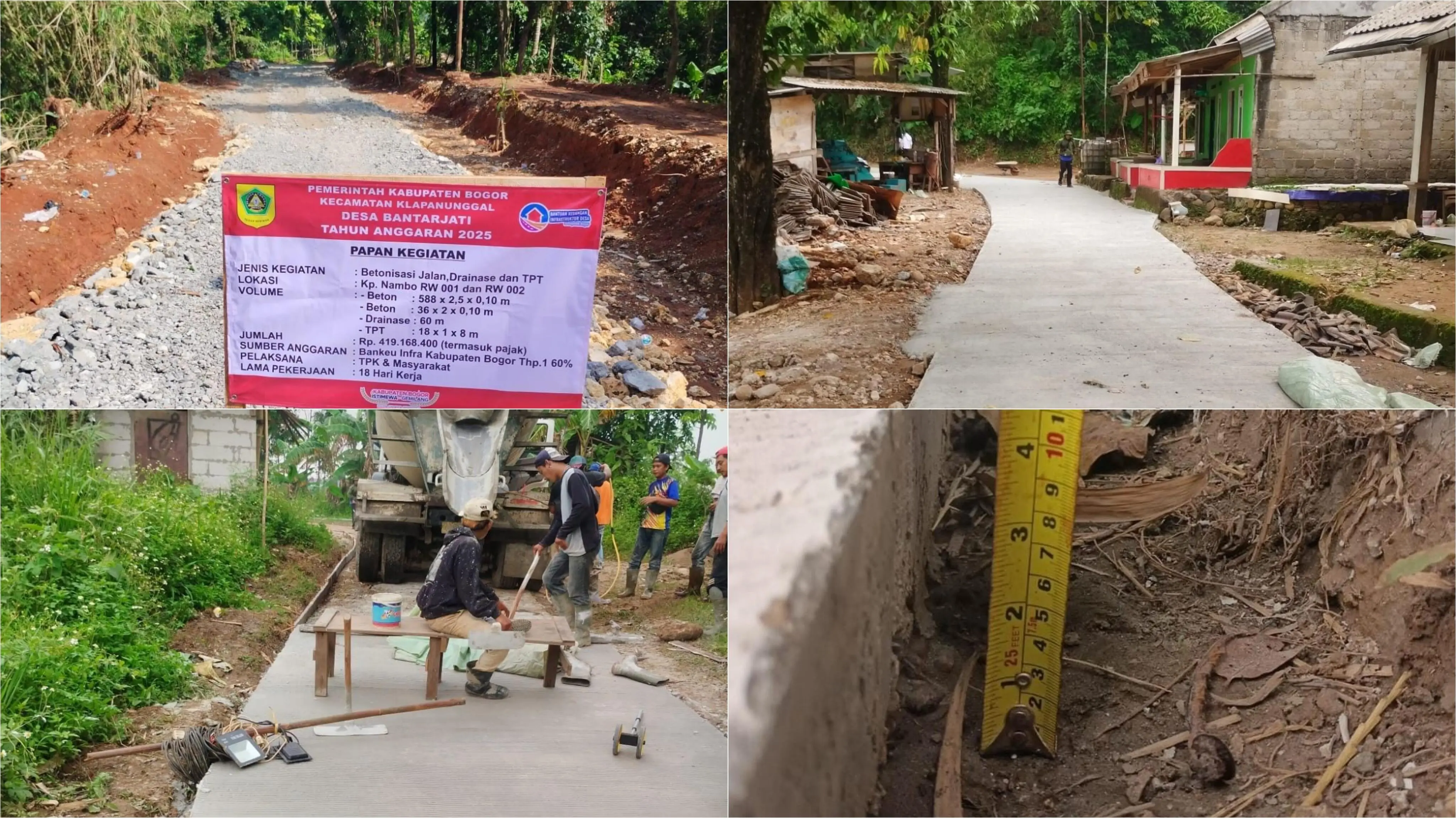 Pembangunan Jalan dan Drainase Desa Bantarjati Tahap 1 Capai 60 Persen