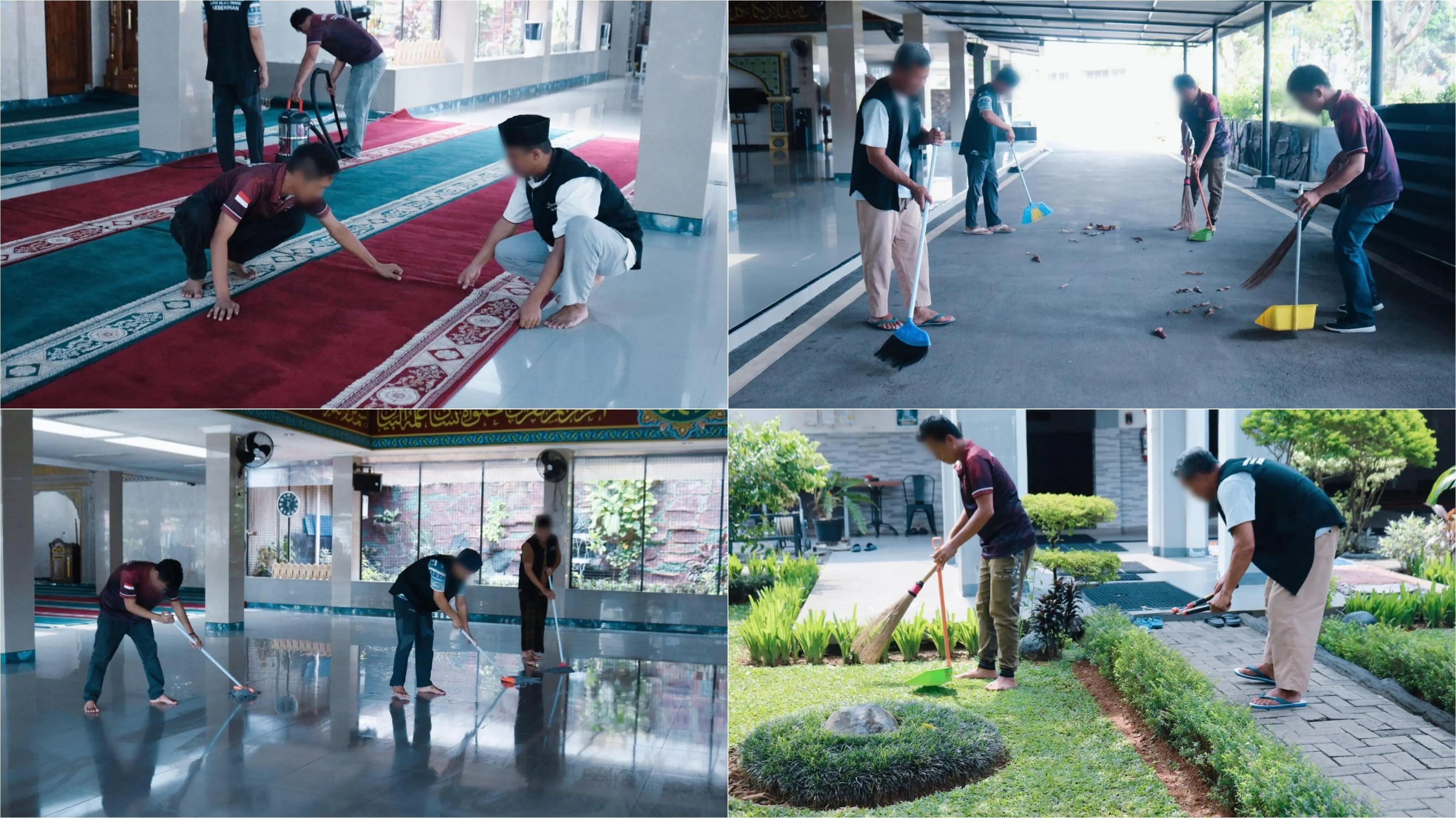 Semangat Toleransi Beragama, Warga Binaan Nasrani dan Muslim Lapas Pondok Rajeg Gelar Bersih-Bersih Masjid At-Taubah