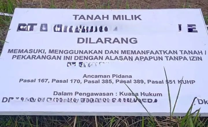 Ahli Waris W.A. Salassa Pertanyakan Plang PT FS di Lahan yang Diklaim Miliknya