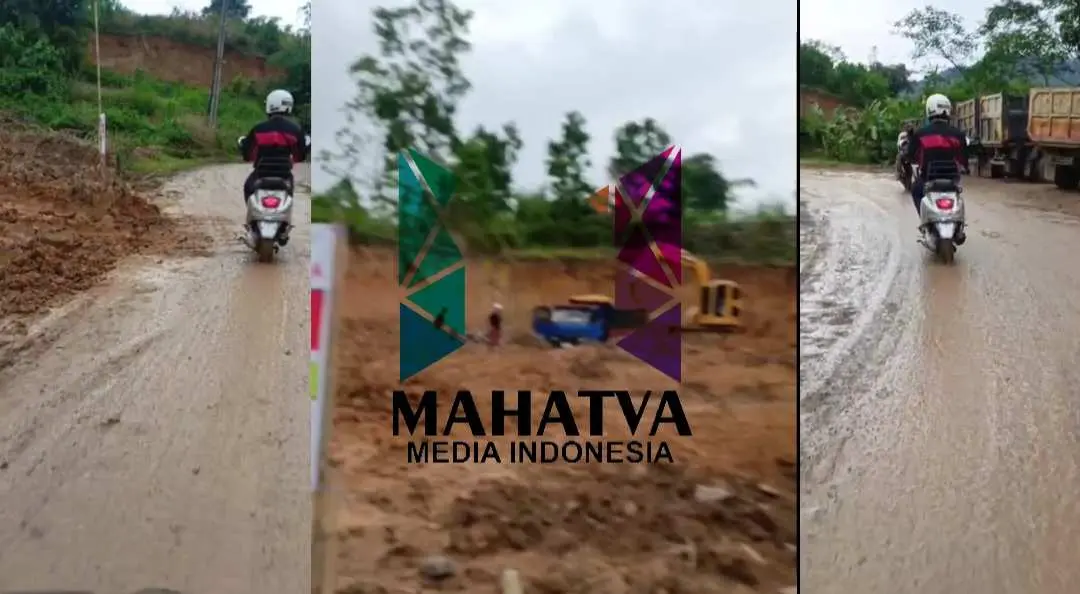 Ruas Jalan Jonggol - Sukamakmur dipenuhi Lumpur Gara-Gara Galian Tanah