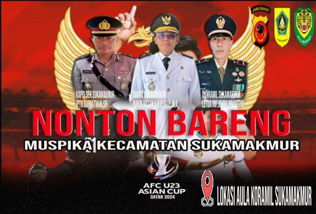 Nobar Semifinal Piala Asia Bersama Muspika Kecamatan Sukamakmur