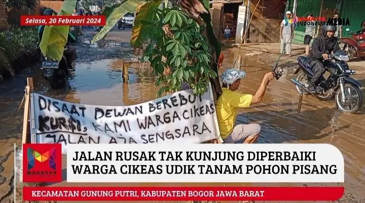 Ruas Jalan Kabupaten Bogor Rusak, Warga Cikeas Udik Gelar Aksi Demo