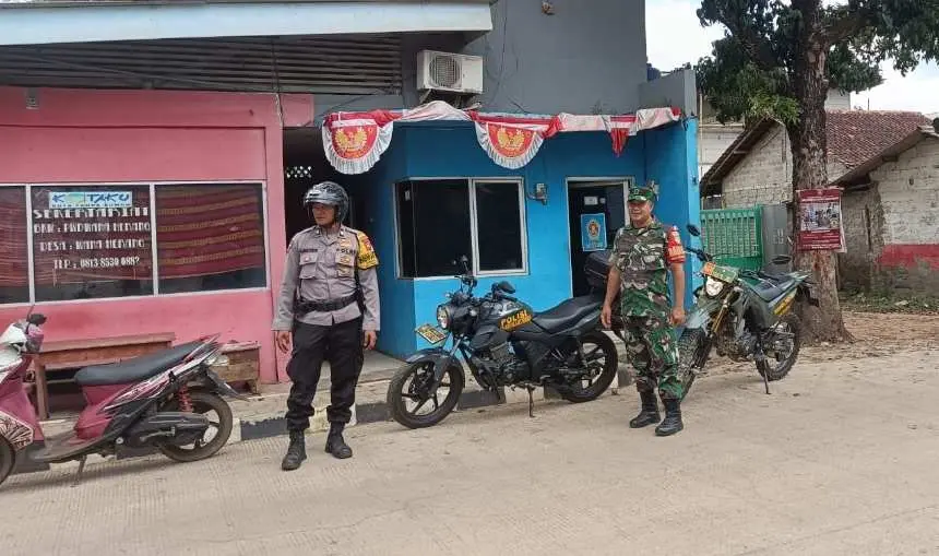 Sinergitas TNI Polri di Desa Wanaherang, Guna Pencegahan Terjadinya Tawuran Antar Pelajar