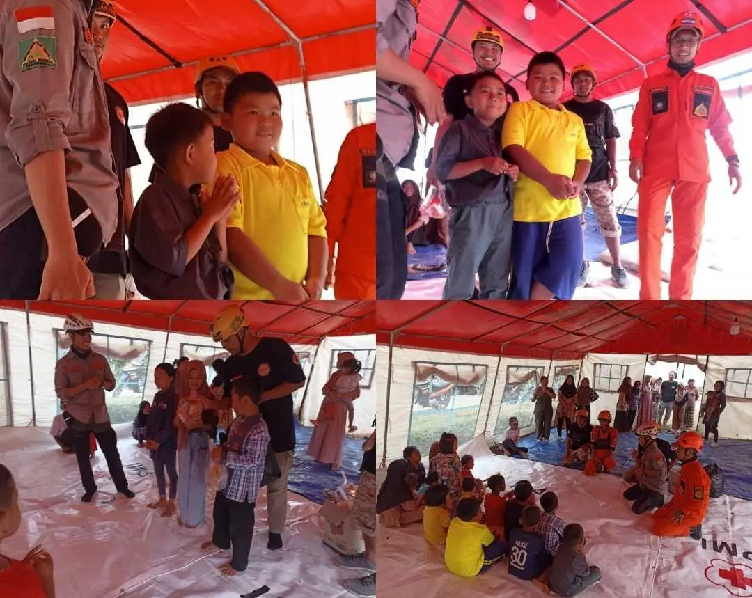 Relawan Gemawana Indonesia Lakukan Trauma Healing Kepada Anak Penyintas Bencana Gempa Bumi Sukabumi.